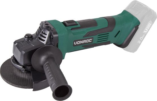 VONROC Accu-Winkelschleifer - VPower 20V - Ø115MM - Inkl. Seitengriff & Tasche - Ohne Akku & Ladegerät