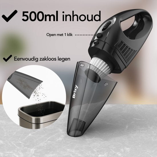 Brixy Dust buster Cordless - Handstaubsauger - Inklusive Aufsätze - Staubbuster - Grau