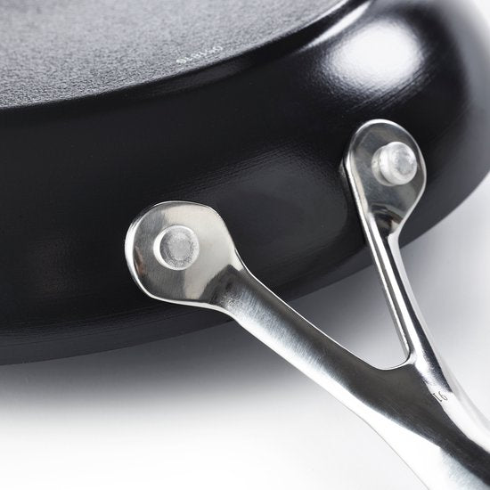 Greenpan Venice Pro Aluminium Bratpfanne Ø 28cm - PFAS-frei - Induktion - Backofenfest bis 220°C - Spülmaschinenfest - Schnelles Erhitzen - Griffe aus Edelstahl - Schwarz