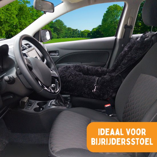 By Cee Cee Autositz Hund Deluxe - Hundekorb Auto mit Sicherheitsgurt - Autokorb Hund - Hundesitz - Autositz - Schwarz - Beifahrersitz