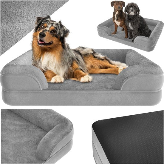 tectake Hundebett - Kissen für große und mittelgroße Hunde - flauschig und waschbar - Hundekorb mit Memory Foam - Hundebox - Hundeliege - Hundekorb - Hundekissen L (91 x 68 x 18 cm)