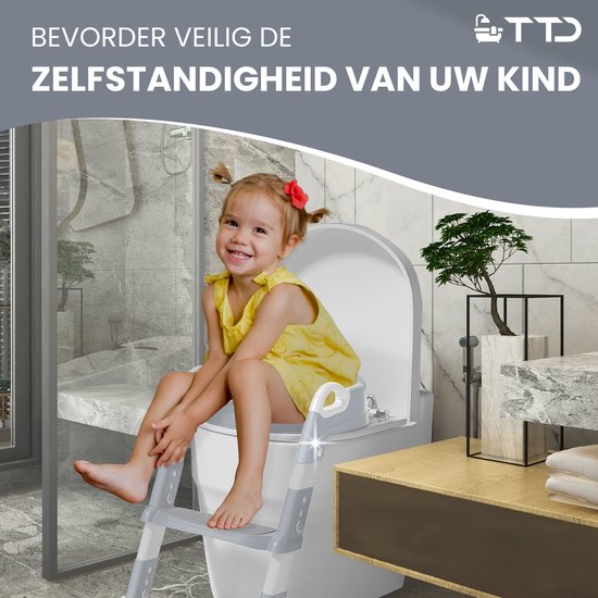 TTD® Töpfchen für Kleinkinder - Toilettentrainer mit Stufe - Toilettentrainer mit Stufe - höhenverstellbar und klappbar - 2 bis 8 Jahre - mit Belohnungssystem und Diplom