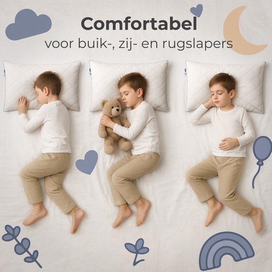 CozySense® Kinderkissen - Kopfkissen Kind - Kleinkind-Kopfkissen - Ergonomisch & verstellbar - 100% Baumwolle - Hypoallergen - OEKO-TEX® - 40x55cm - 2-12 Jahre
