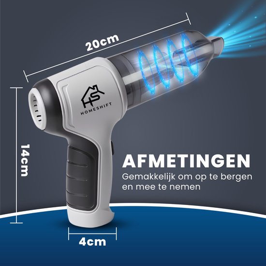 HomeShift® Autostaubsauger Cordless V2 - Krümelsauger - Handstaubsauger - Kleinstaubsauger - Schnurloser Staubsauger - Air Duster - Nass & Trocken - Grau