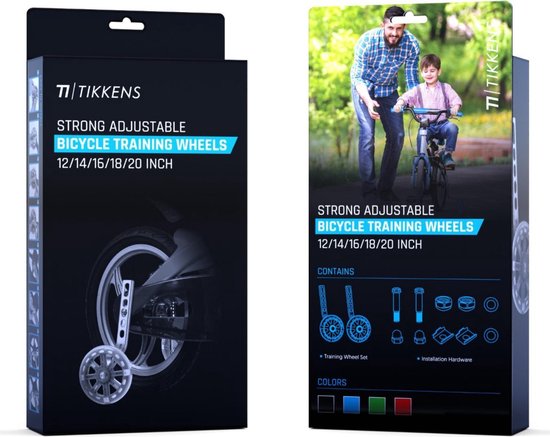 TIKKENS Stützräder Fahrrad – Für 12–20 Zoll – 110 mm – Mit LED