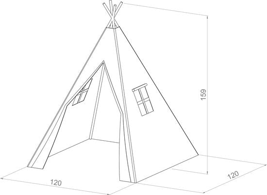 Sunny Alba Tipi-Zelt Pastellrosa - Wigwam-Spielzelt mit Fenstern - 120x120x160cm - mit Kuscheldecke