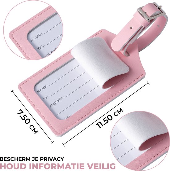 EverNeeds Gepäckanhänger - Gepäckanhänger für Koffer - Gepäckanhänger - PU Leder - Rosa - 2 Stück
