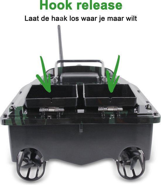 BUDDIE'S® Feedboat - 3KG Nutzlast - 2 Feeders - Beleuchtung - 500 Meter Reichweite - Aufbewahrungstasche - Feedboat Karpfen - Köderboot - Karpfenangeln