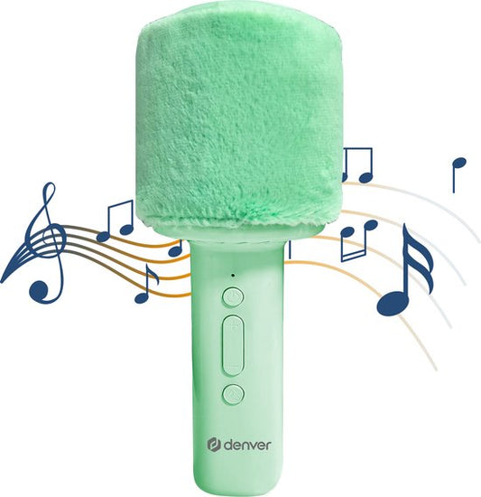 Denver Karaoke-Mikrofon Bluetooth - Drahtlos - Lautsprecher mit flauschiger Oberfläche - Karaoke-Set - AUX - MicroSD - KMS30GN