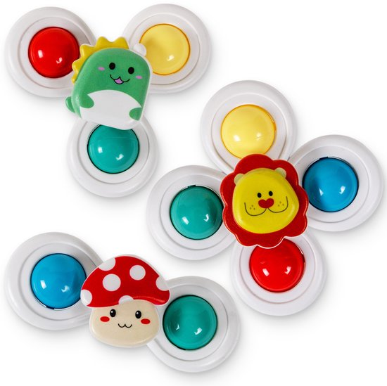 Frummel Zappelphilipp mit Saugnapf - Badespielzeug - Sinnesspielzeug - Zappelphilipp - Badespinner - Zappelphilipp für Autofenster - 3 Stück - Spinnspielzeug