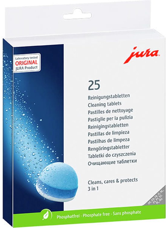 JURA 3-Phasen-Reinigungstabletten – 25 Stück – Kaffeemaschinenreiniger