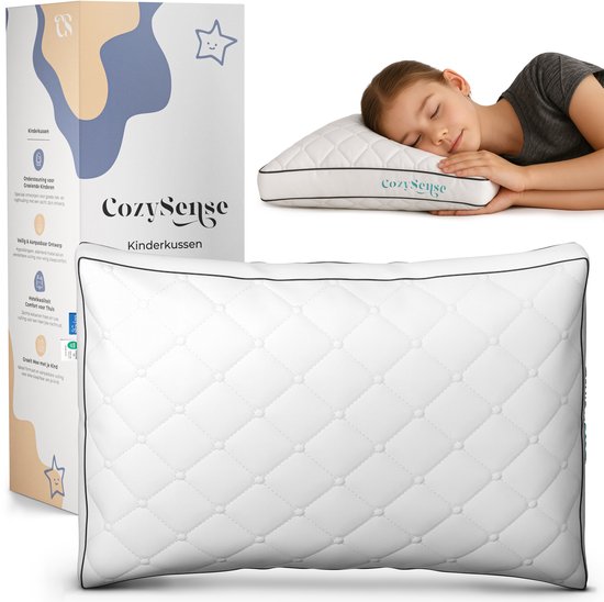 CozySense® Kinderkissen - Kopfkissen Kind - Kleinkind-Kopfkissen - Ergonomisch & verstellbar - 100% Baumwolle - Hypoallergen - OEKO-TEX® - 40x55cm - 2-12 Jahre