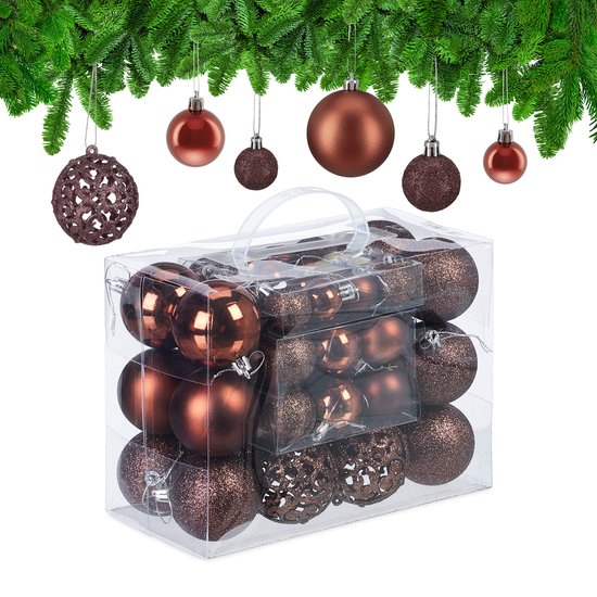 Kugeln - 50er Set - unzerbrechlich - Kunststoff - ∅ 3, 4 & 6 cm - braun