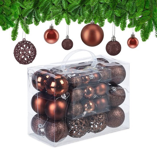 Kugeln - 50er Set - unzerbrechlich - Kunststoff - ∅ 3, 4 & 6 cm - braun
