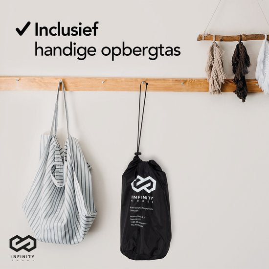 Infinity Goods Fietsponcho - Regenponcho - Dames & Heren - Waterdicht & Ademend - Reflecterend - Zwart