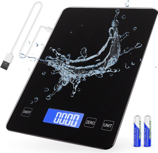 S.old Digitale Küchenwaage - Küchenwaage - USB Wiederaufladbar - 1gr bis 10kg - Tara Funktion - Schwarz