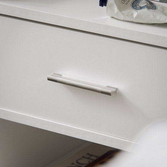 SoBuy FBT66-W Nachttisch Weiß - Beistelltisch mit Schublade und 2 Ablagen - Vielseitiger Couchtisch für Schlafzimmer, Wohnzimmer & Flur - MDF