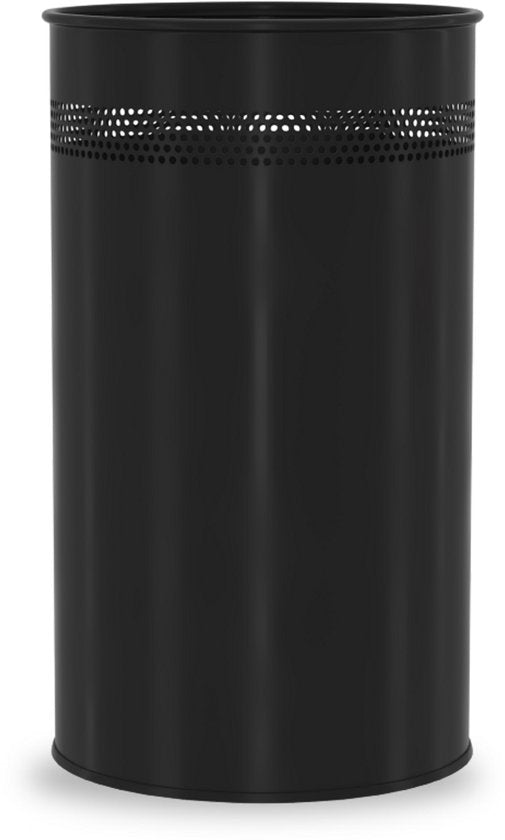 BRASQ Mülleimer für Büro/Haushalt - Rund - Schwarz 21 Liter - Ø 26 × H 46 cm - Metall