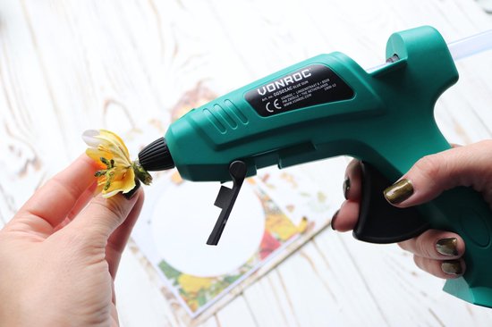 VONROC Klebepistole - 70W - Ø11,2MM - Antitropf-Funktion - Inkl. 56 Klebepatronen