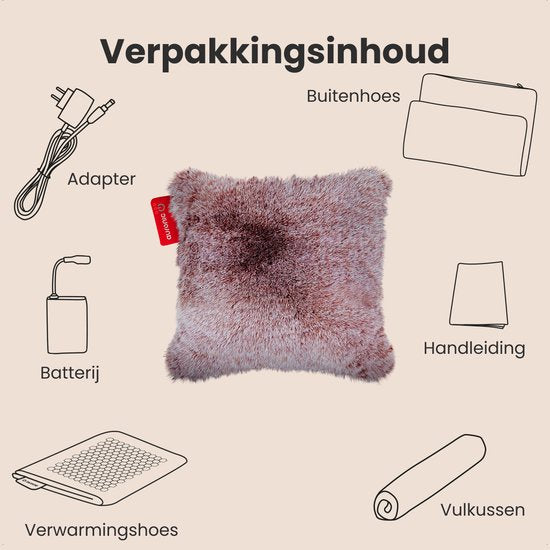 Auronic Wärmekissen - Teddy - 45x45 - Kabellos - Wiederaufladbar - Elektrisches Kissen - Infrarot - Rosa