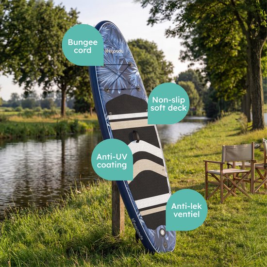 LifeGoods PaddlePro SUP Board - Aufblasbares Paddle Board - Komplettset - Max. 150KG - 320x81cm - Tropisch Blau