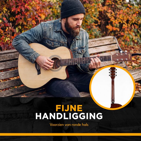 Finesse Akustikgitarre - mit Videokurs - 4/4 40" - Westerngitarre - Gitarre Kinder & Erwachsene - Natur