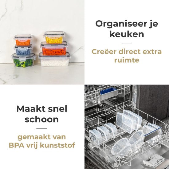 Stosh Freshness Trays - Meal Prep Trays - Gefrierschalen - Lebensmittelbehälter - 6 Stück - Kunststoff - BPA frei