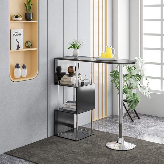 Rootz Bartisch - Bistroständer - Stehpult - Serviertisch - Kneipentisch - Esstisch - Entertainment Station - Schwarz - 113x40x105cm