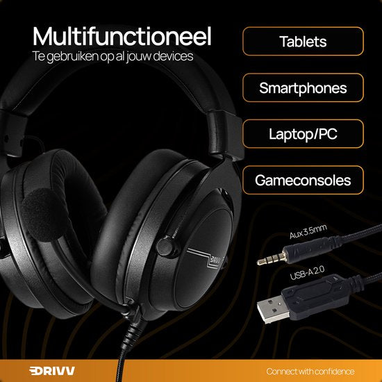 Drivv. PRO Gaming Headset mit Mikrofon - Game Headset - Geeignet für PS4, PS5, Xbox One, Xbox Serie und PC
