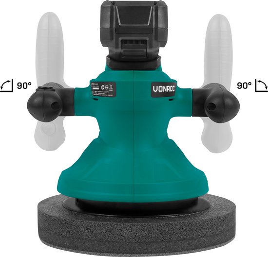 Accu polisher - Poliermaschine 20V - Ø240mm - Inkl. verstellbare Griffe, 2 Polierhülsen und Aufbewahrungstasche - Inkl. 4.0Ah Akku und Schnellladegerät