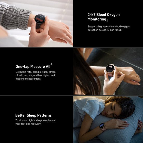 Maoo GTR Series 2 Smartwatch Herren - Edelstahl und TPU Armband - Schrittzähler - Herzfrequenzmesser - Schlafüberwachung - Multisport - Geeignet für Android und iOS - Schwarz