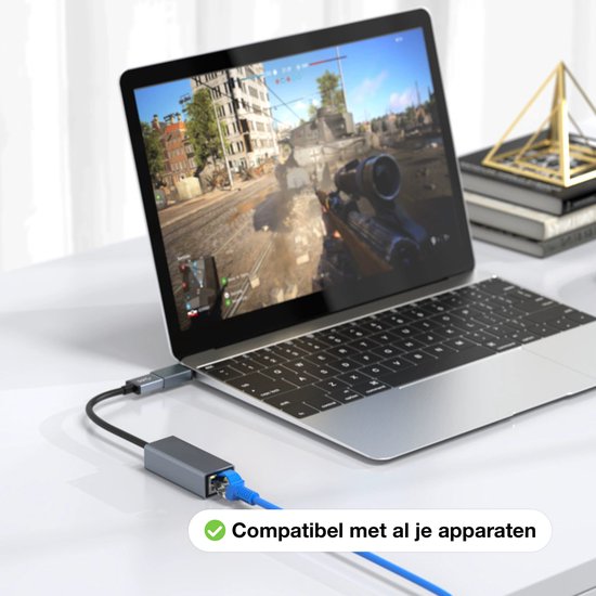 Skoov Ethernet Adapter USB C Kabel - USB C zu Ethernet - Internet - Netzwerkadapter - 1000 Mbps - Gigabit