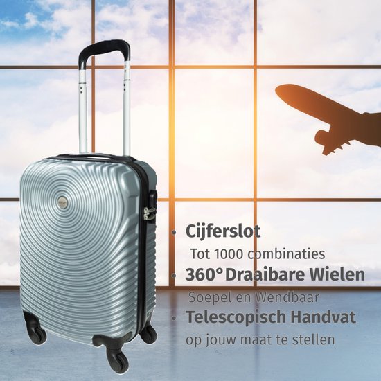 Ceruzo Handgepäckkoffer – Trolley – 28 l – 51,5 cm – Silbergrau – 360°-Drehrollen – Zahlenschloss
