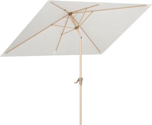 LifeGoods Sonnenschirm - Garten - 270x180cm - 30° neigbar - Wasserdicht - UPF50+ - Holzbeschichtung - Creme