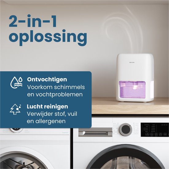Auronic Luftentfeuchter Mini - Geeignet für Wohnzimmer, Büro, Schlafzimmer, Babyzimmer und mehr - Geräuschlos - Weiß