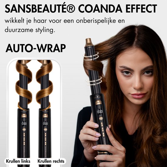 Sansbeauté® 4-in-1 Airstyler - Multistyler - Haartrocknerbürste Kurzes Haar - Lockenstab - Haarstyler - Haartrockner - Wärmebürste - Lockenbürste - Lockenstab - Haarglätter - Haarwickel - Stylingbürste - 5 in 1 Hairstyler