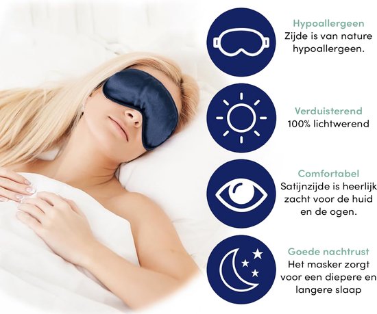 Loti Premium Silk Sleep Mask + Aufbewahrungsbeutel - 100% Verdunkelung Augenmaske - Einstellbar - Augenbinde - Seidig weich - Anti-Falten - Augenmaske - Schlafmaske - Blau