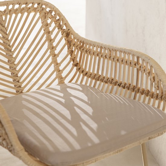 Nunuhai – Set aus 2 Rattan-Barhockern mit beigen Beinen, Höhe 68 cm