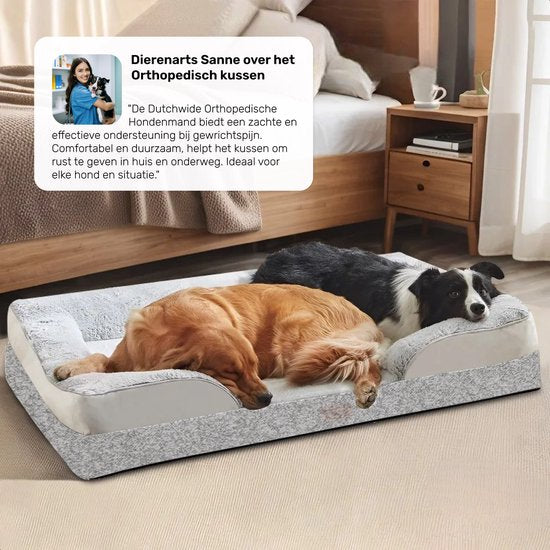 Orthopädisches Hundekissen XL - Orthopädischer Hundekorb - Bett - Bank - Waschbar - Hundebett - Panier Chien - Grau - Dutchwide