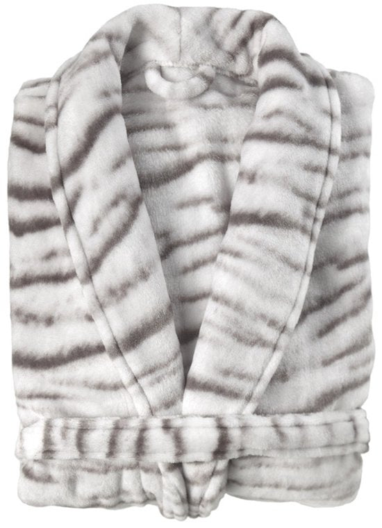 ZoHome Leopard Bademantel lang - Fleece - Größe M - Braun