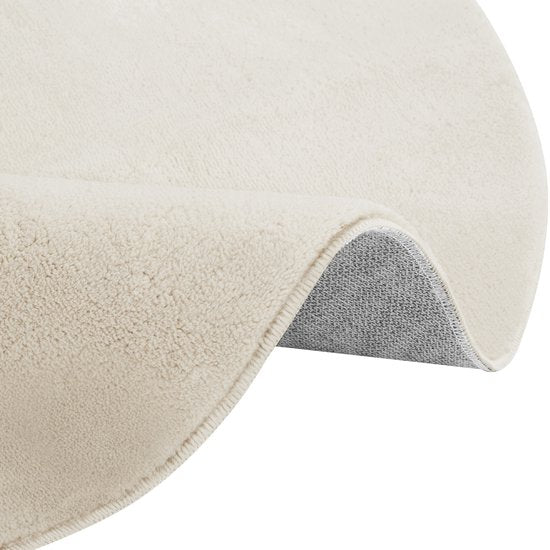 tectake® Kurzflorteppich - Rund - Ø120 cm - Creme - 1630 g/m² Florgewicht - Teppich für Wohnzimmer, Schlafzimmer, Esszimmer - Pflegeleicht und waschbar - Anti-Rutsch-Unterlage - Allergikerfreundlich - Verschiedene Größen und Farben