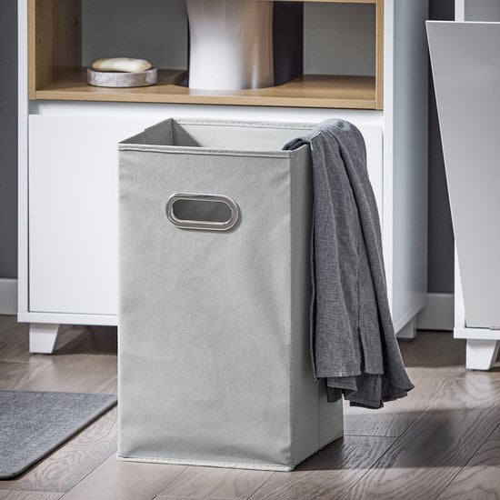 SoBuy Badezimmerschrank - Mit Wäschekorb – BZR146-W – Weiß