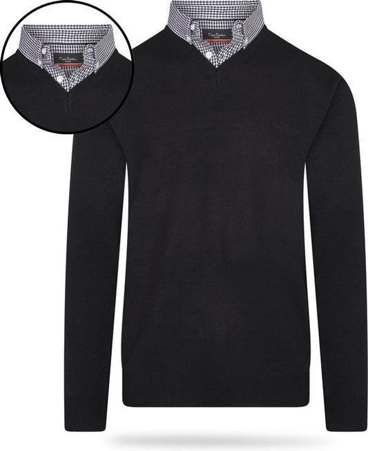 Pierre Cardin - Herren Pullover Mock Pullover - Schwarz - Größe XL