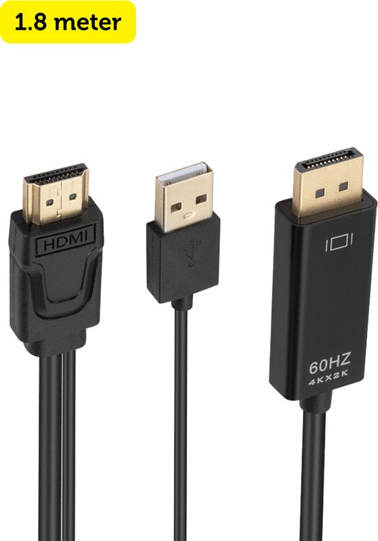 Garpex® HDMI zu DisplayPort Kabel - 4K Ultra HD 60Hz - 1,8 Meter