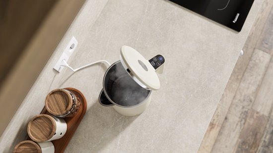 KitchenBrothers Wasserkocher - 1.7L - Mit Temperaturregelung - Elektrisch - Warmhaltefunktion - Display - Doppelwandig - Cool-touch - 2200W - Beige