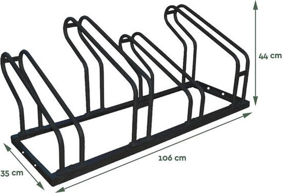 BRASQ Fahrradträger für 4 Fahrräder - Fahrradständer - Fahrradträger - Fahrradhalterung für Boden Inklusive Befestigungsmaterial - Schwarz