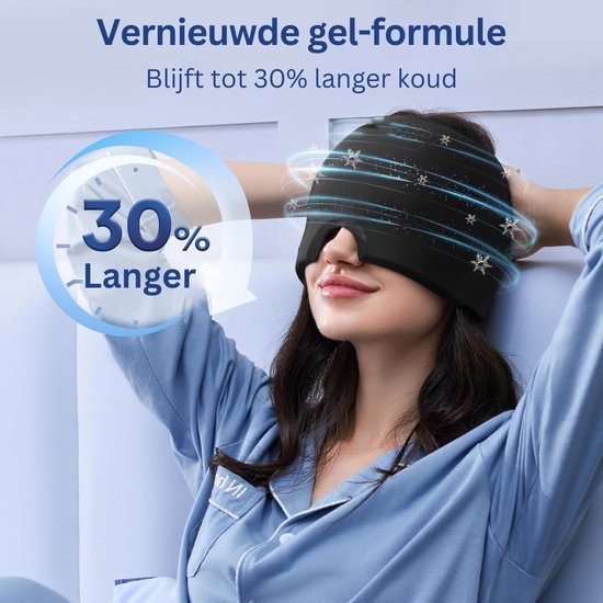 Caresense Migräne-Maske - Migräne-Mütze - Kopfschmerz-Maske - Wärme- und Kältetherapie - Wärme-/Kältepackung - 600 Gramm