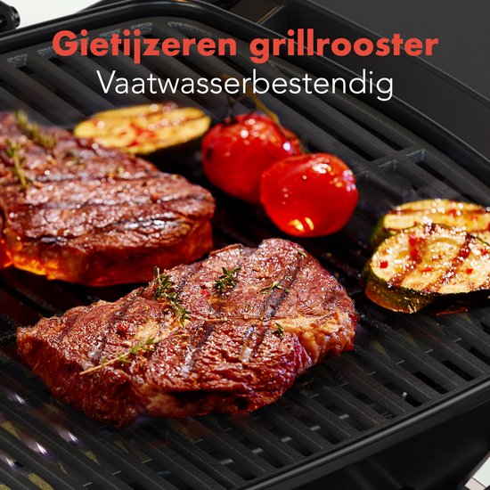 KitchenBrothers Gas BBQ - Steh- und Tischgrill - Tischgrill - Antihaft - 37x48 cm Grillfläche - Schwarz