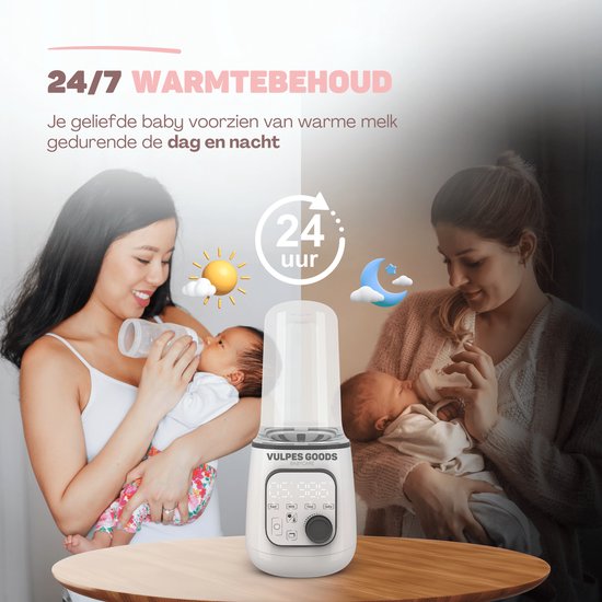 Vulpes Goods® BabyCare Flaschenwärmer PRO 10 in 1 - Erwärmung von Flüssigkeiten und Nahrung - 4-teiliges Reinigungsset - BPA-frei - Weiß