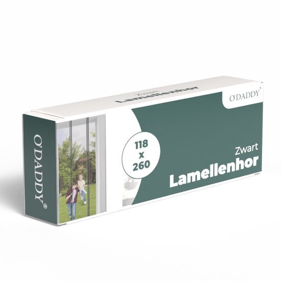 O'DADDY® Fliegengitter Lamellenvorhang - 118x260 cm - Türvorhang - Türtür - Verstellbares Design - Fiberglas - Türgitter Schwarz